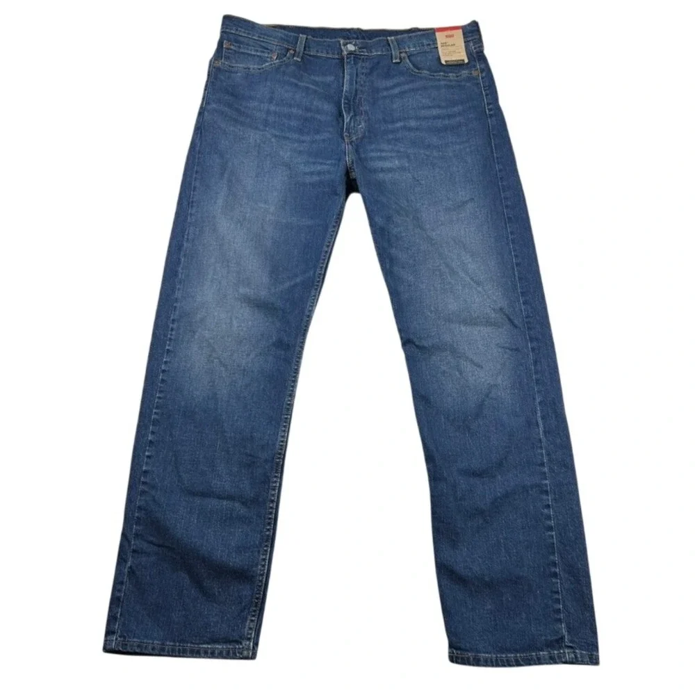 Levis 505 Jeans Mens 40x32 Regular Denim Blue Straight Leg Pants Classic Minimal